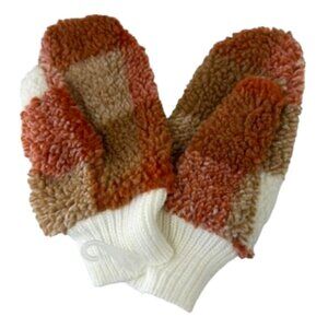 Super Cute + Cozy Plaid Sherpa Chunky Fleece Mittens, NWOT
